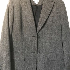 Anne Taylor Loft herringbone gray & black blazer